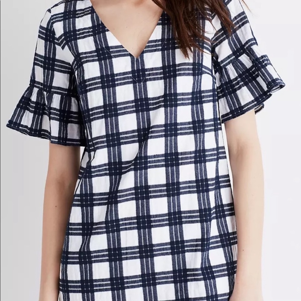 2/$20 Madewell plaid dress with ruffled sleeves